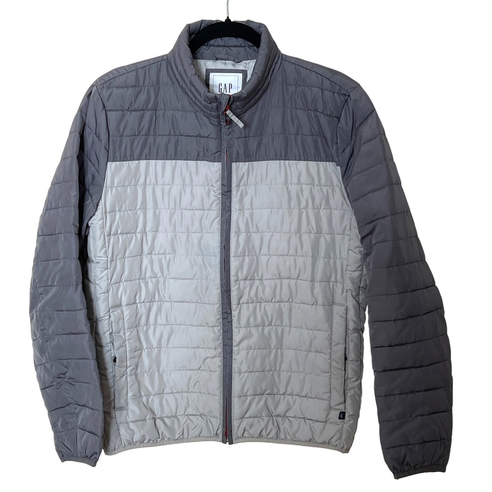 GAP ColdControl Colorblock Puffer Jacket‎ Gray Medium EUC